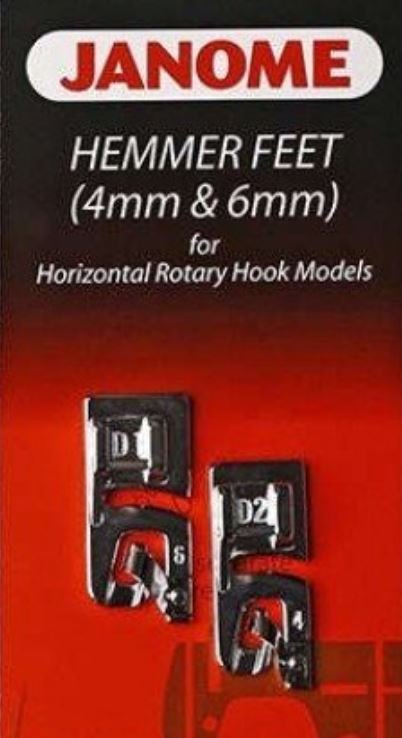 Janome Hemmer Feet (4mm & 6mm) for Horizontal Rotary Hook Models 200326001