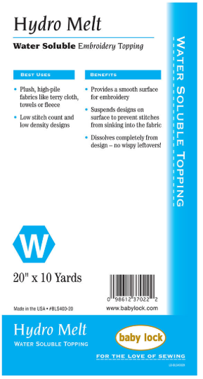 Babylock Hydromelt Water Soluble Topping 20" X 10 Yards