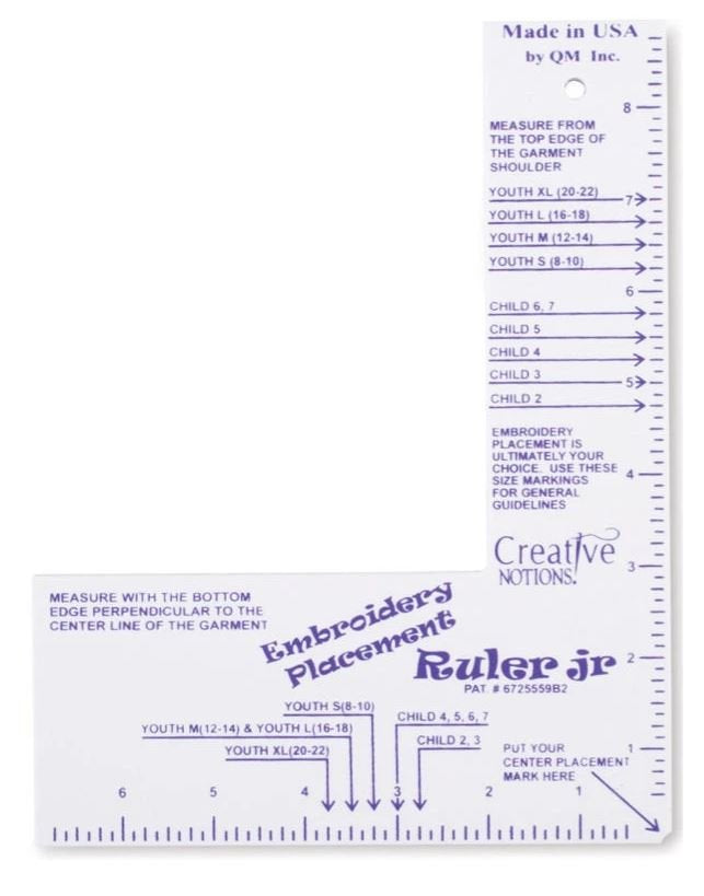 Embroidery Placement Ruler Jr