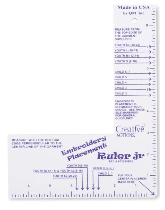 Embroidery Placement Ruler Jr