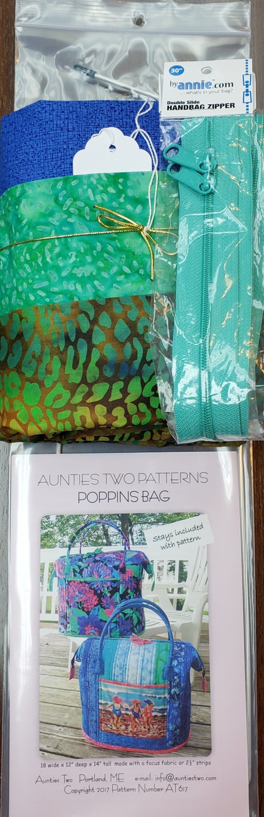 Poppins Bag Kit (Fabric Pattern & Zipper Only) Version 5