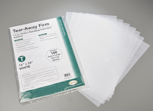 Babylock Tear-Away Firm 100 Sheet Pre-Cut Pack. 16" x 24"