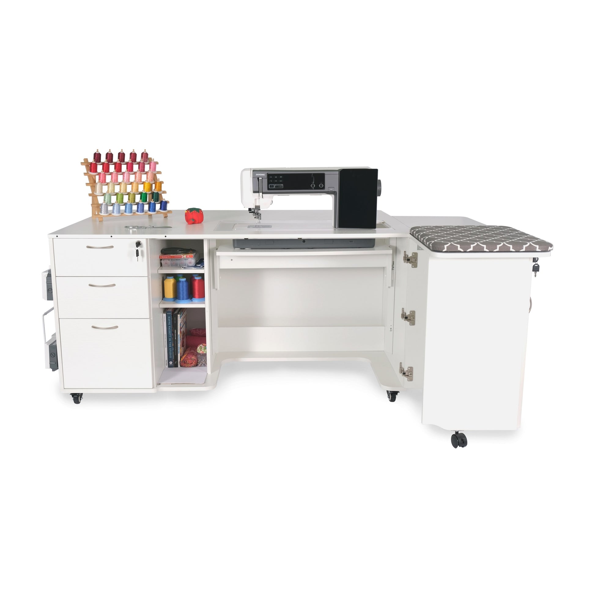 Kangaroo - Sydney Hydraulic XL Sewing Cabinet - Cabinet Finish:Ash White