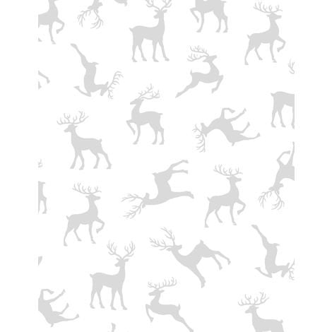 Reindeers All Over White on White