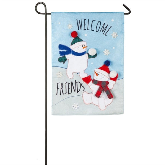 Snow Friends Garden Burlap Flag