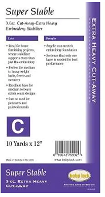 Babylock Super Stable (3 Oz.) Extra Heavy Cut Away 12" x 10 Yards