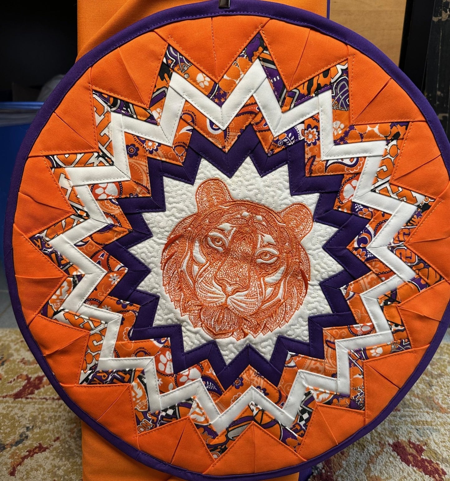 Tiger Round Table Topper Prairie Point Fabric Kit