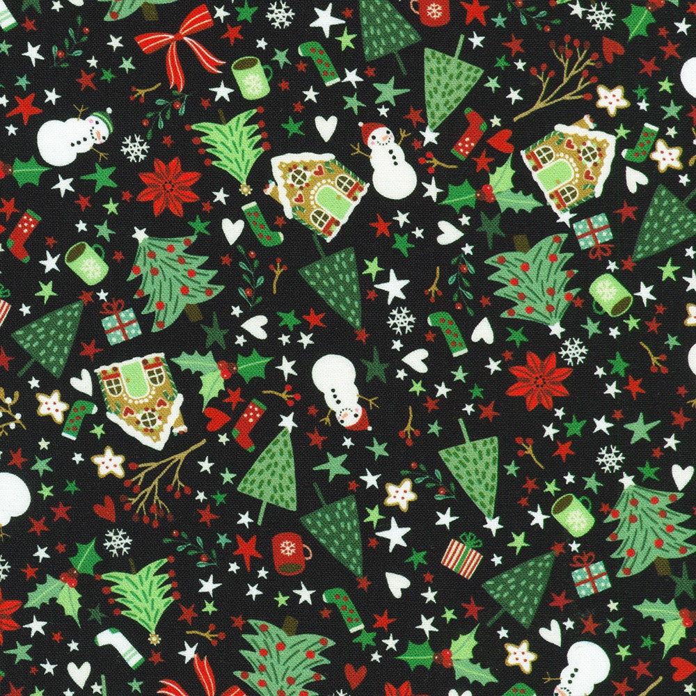 Tiny Tidings || Snowman, Christmas Trees, Gingerbread Houses || Black