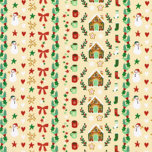 Tiny Tidings || Christmas Motif Stripe || Cream