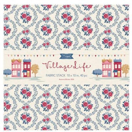 Village Life || Fabric Stack || 10 in squares, 40pcs - 2 of each design